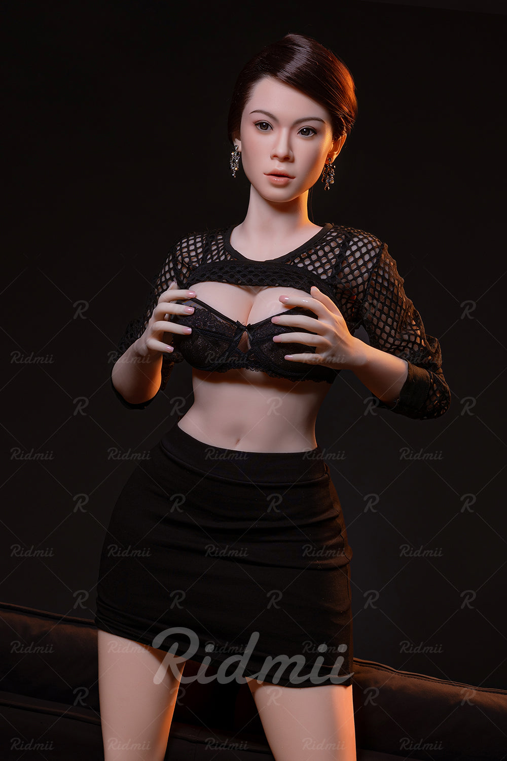 Picture of RIDMII Aidra Unique Design 5'2 FT (158cm) B Cup Movable Jaw TPE Body Soft Silicone Head New Eurasian Adult Milf Sex Doll