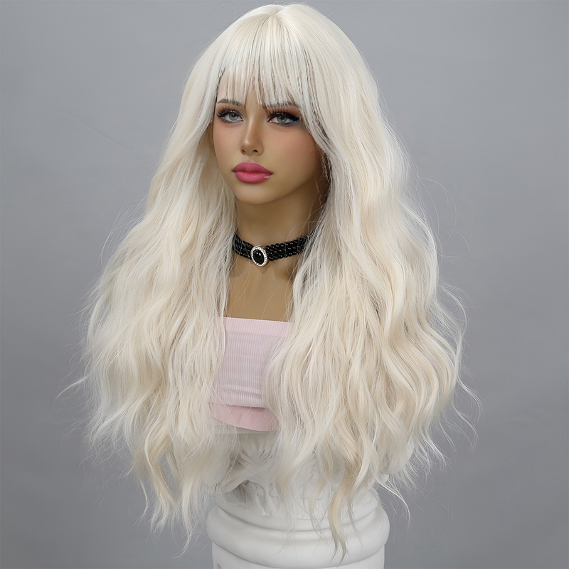 Picture of Beige Long Curly Sex Doll Wig
